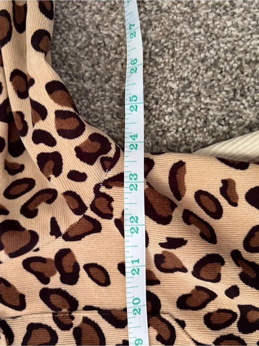 Umgee Leopard & Cream Patchwork Corduroy Shacket Raw Hem Oversized Western Boho - Picture 11 of 12